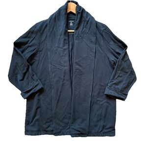 Lands' End Women's Black Cotton Knit Sweater Blazer Cardigan Jacket XL